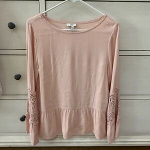 Joie Pink Lace Trim peasant blouse size small